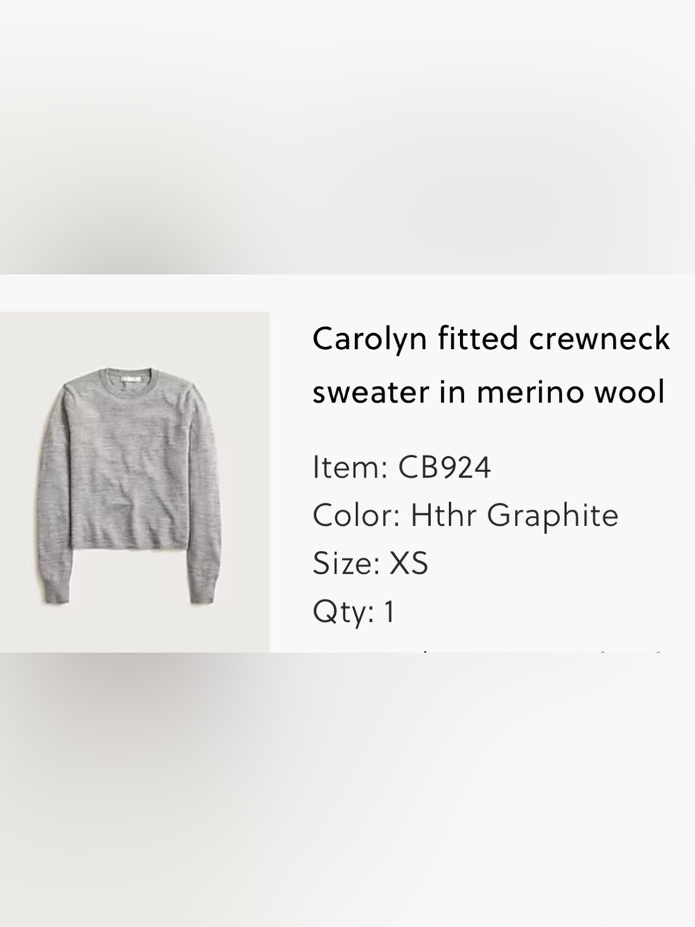 NWT J. Crew Carolyn Heather Graphite Crewneck Sweater, XS